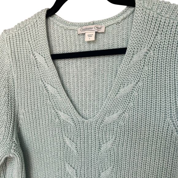 Coldwater Creek Women's Light Green/Blue Knit Sweater Size Large - Picture 3 of 6